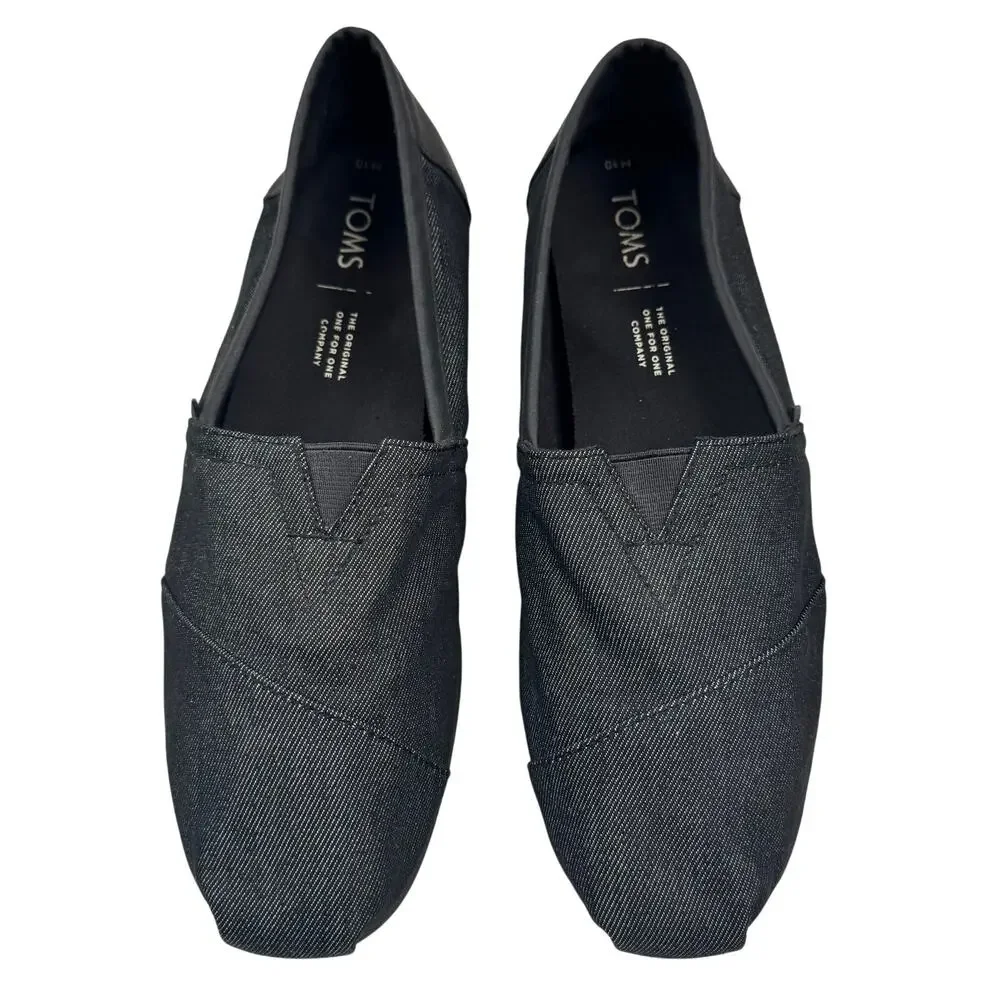 TOMS Classic All Black Denim Comfortable Lightweight Slip-On Shoes Men's Size 10